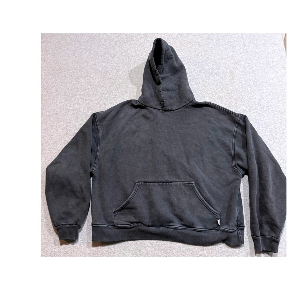 Akimbo Club Men Faded Black/Dark Gray Organic Cotton Boxy Hoodie Size S